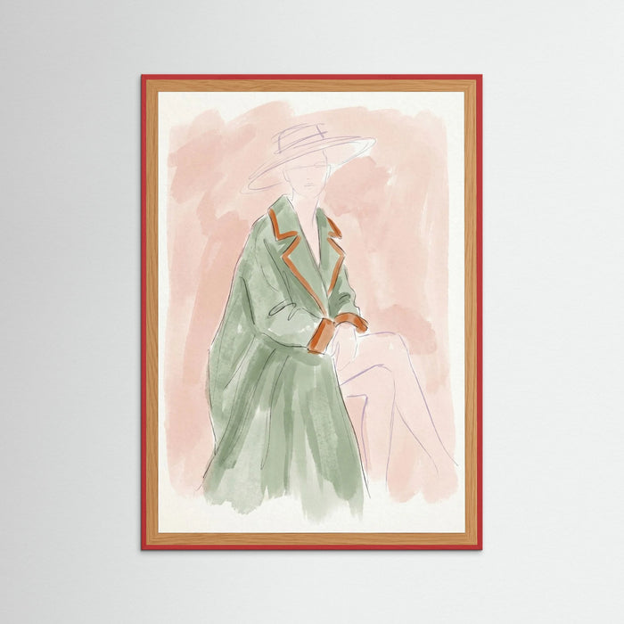 Red Wood Stylized Garment Sketch