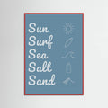 Sun Surf Sea Salt Sand Dark Blue Poster – Poster und Kunstdruck