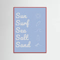 Sun Surf Sea Salt Sand Light Blue Poster – plakat og kunsttryk