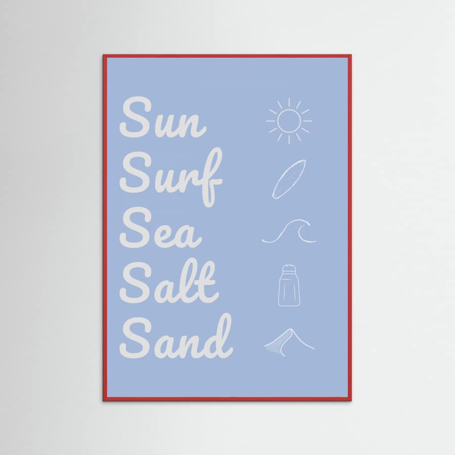 Sun Surf Sea Salt Sand Light Blue Poster – plakat og kunsttryk