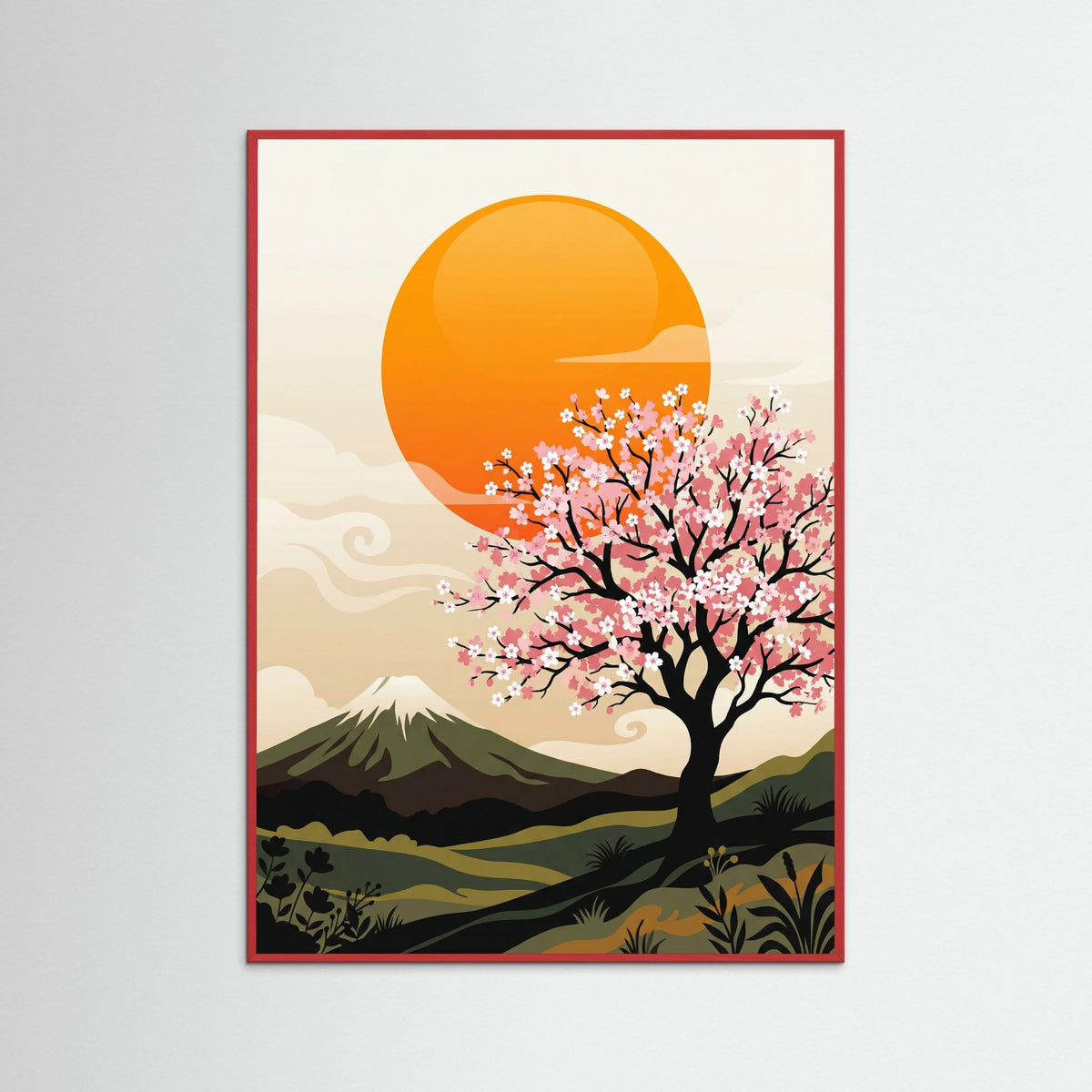 Red Wood Sunrise Crane