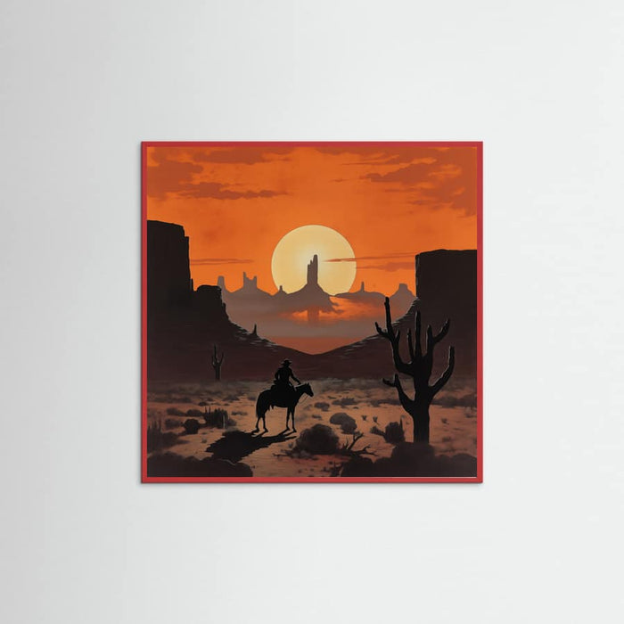 Red Wood Sunset Cowboy Poster