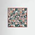 Red Wood The Mid Century Grid Pattern Poster