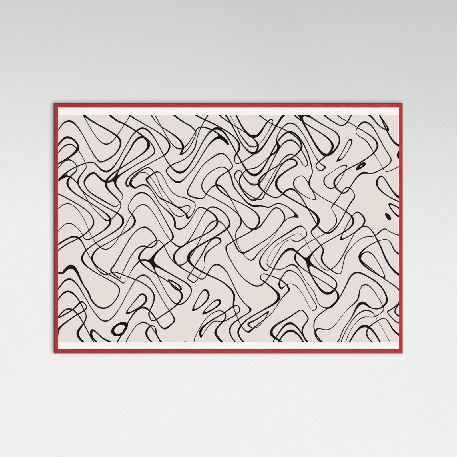 Red Wood Thin Shakey Lines Poster