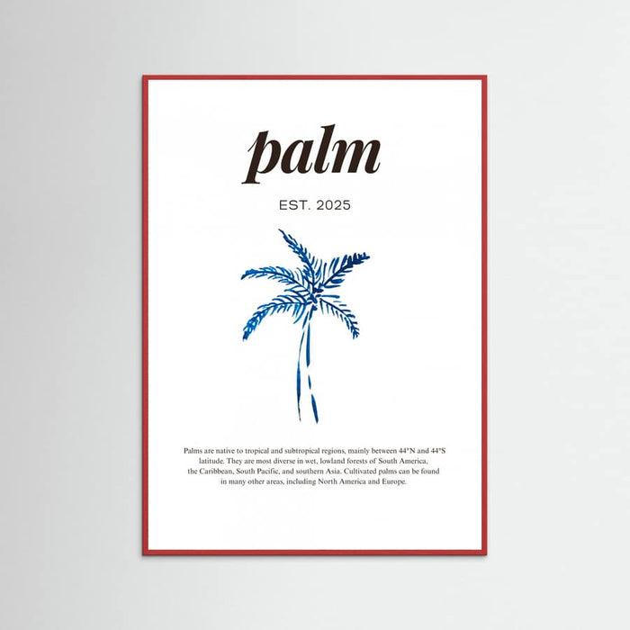 Tropical Palm Tree Poster | Aesthetic Blue Decor with Modern Coastal Style – plakat og kunsttryk