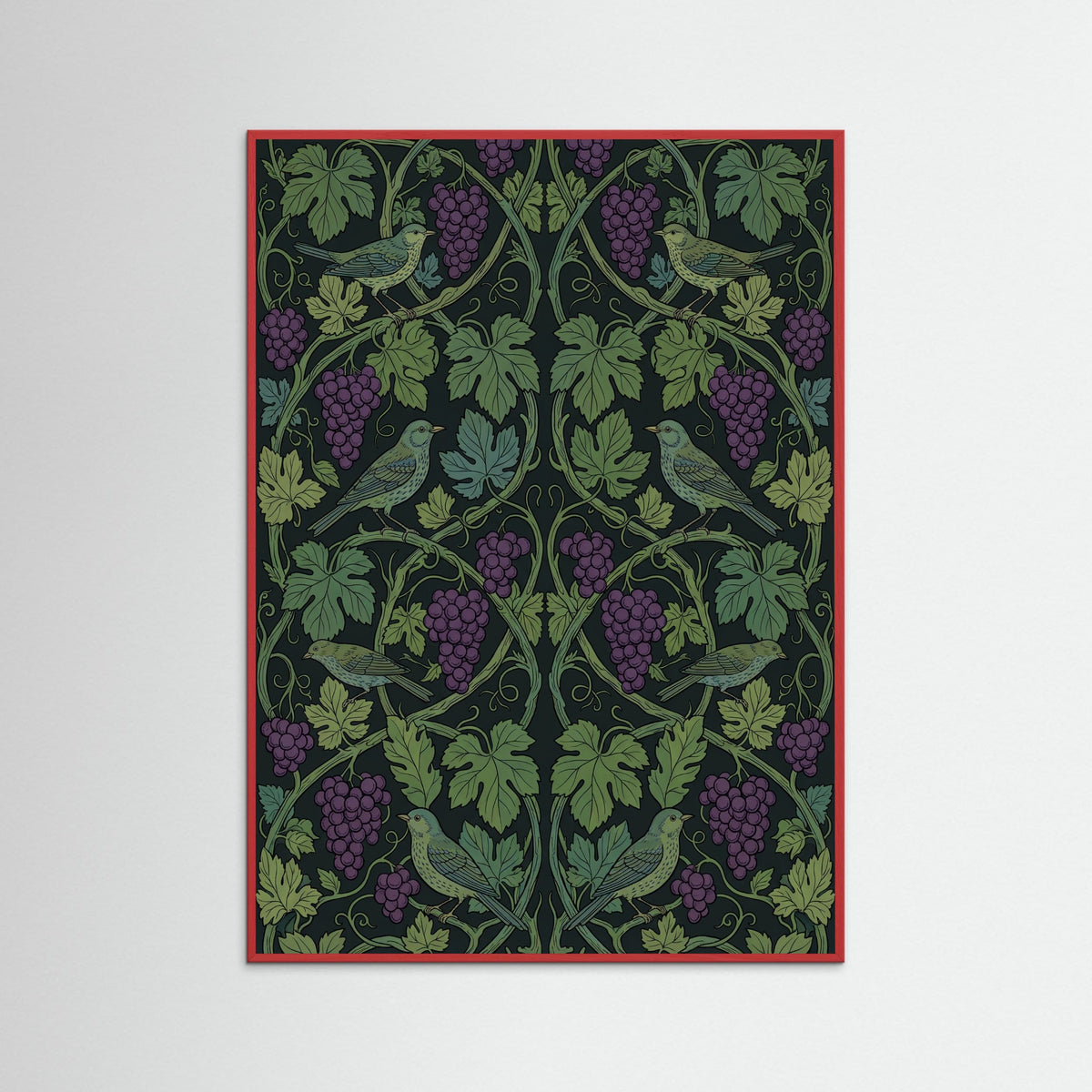 Red Wood Verdant Bloom Pattern
