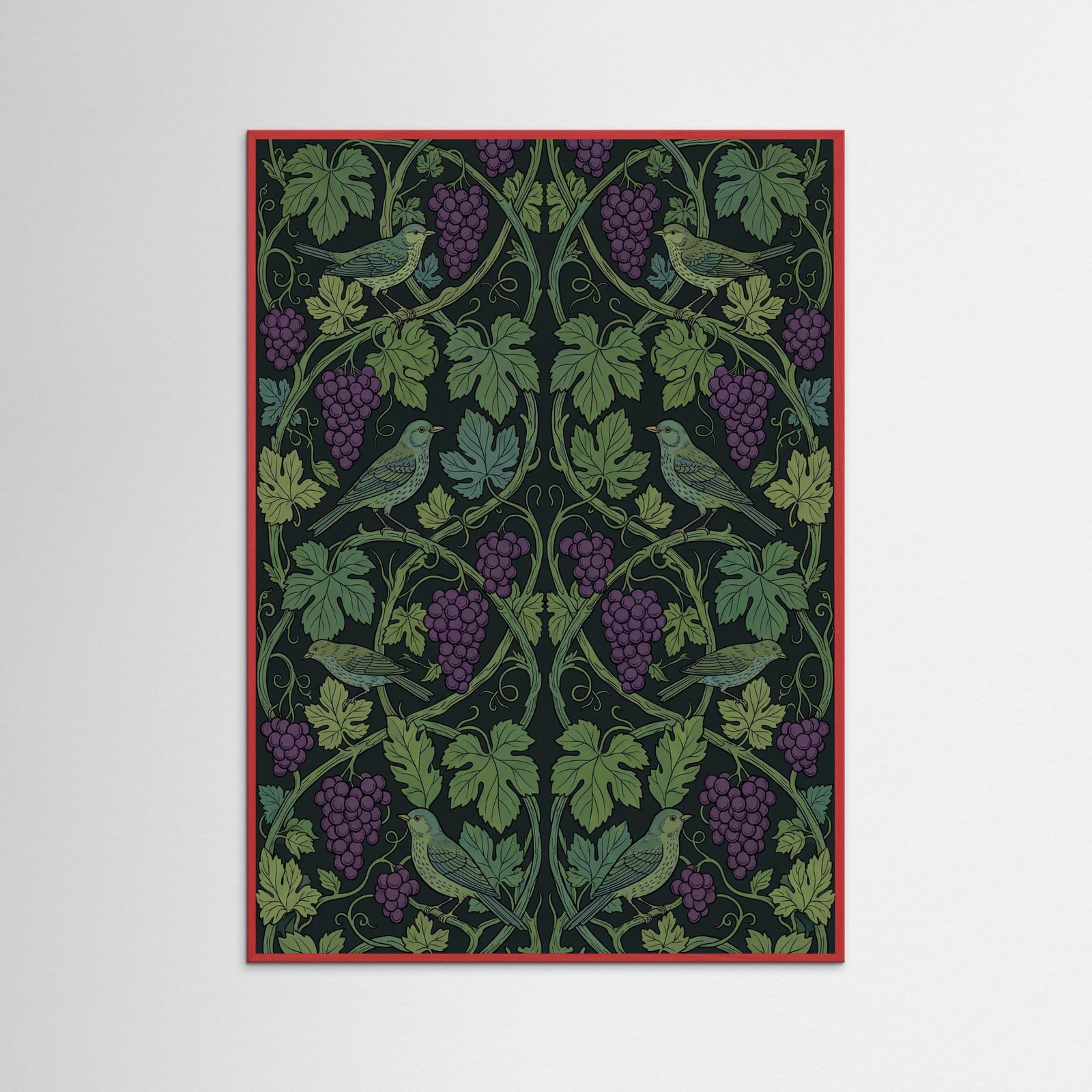 Red Wood Verdant Bloom Pattern
