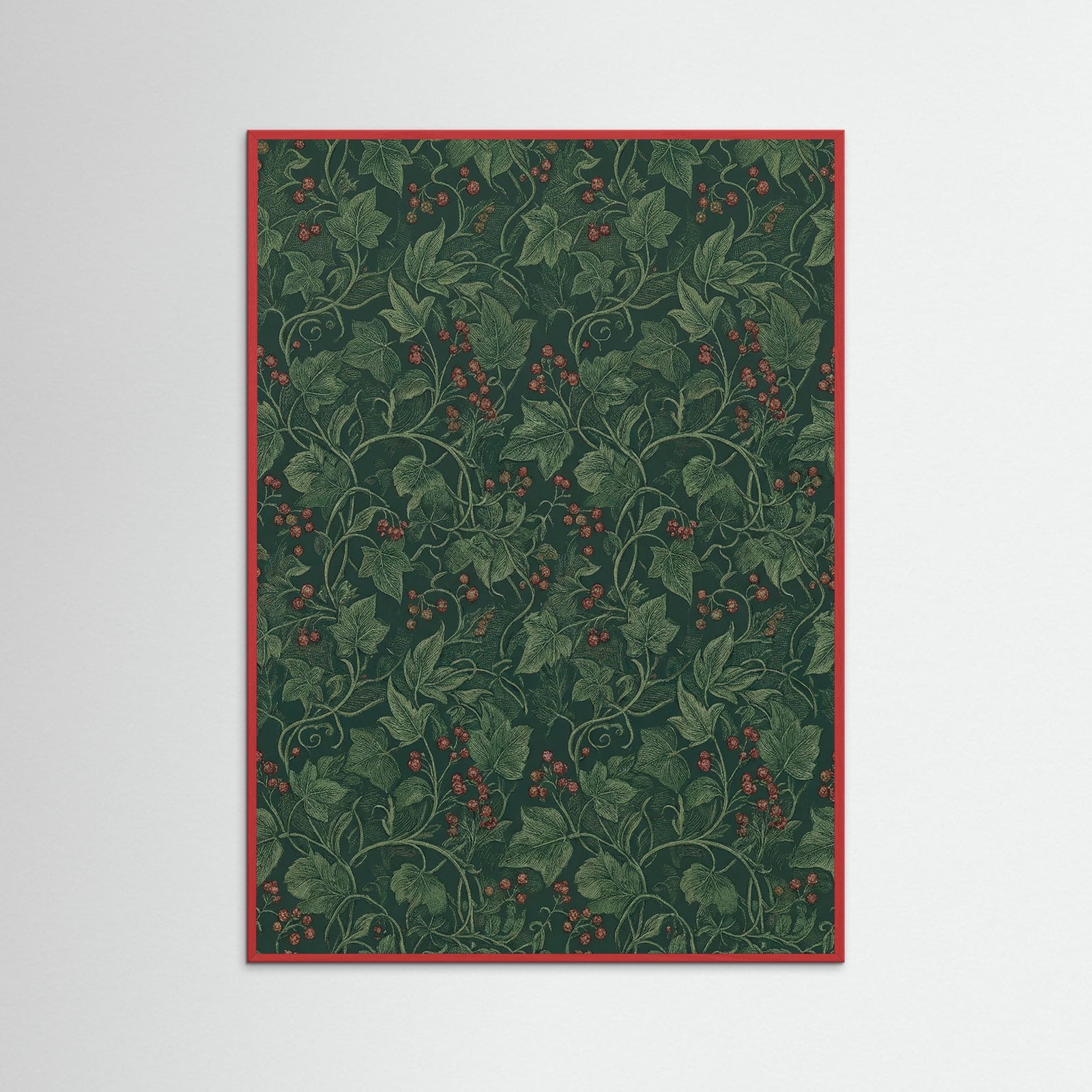 Red Wood Verdant Floral Tapestry