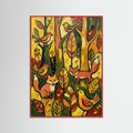 Red Wood Vibrant Abstract Forms
