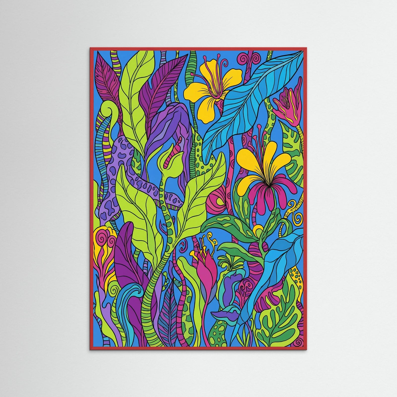 Red Wood Vibrant Botanical Whimsy