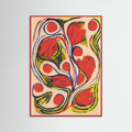 Red Wood Vibrant Floral Swirls
