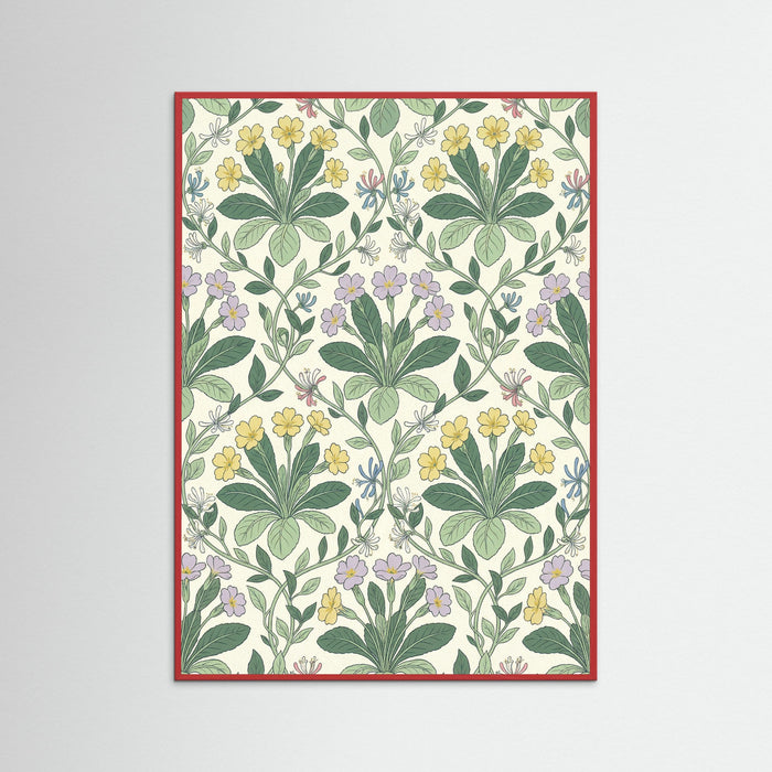 Red Wood Victorian Floral Harmony