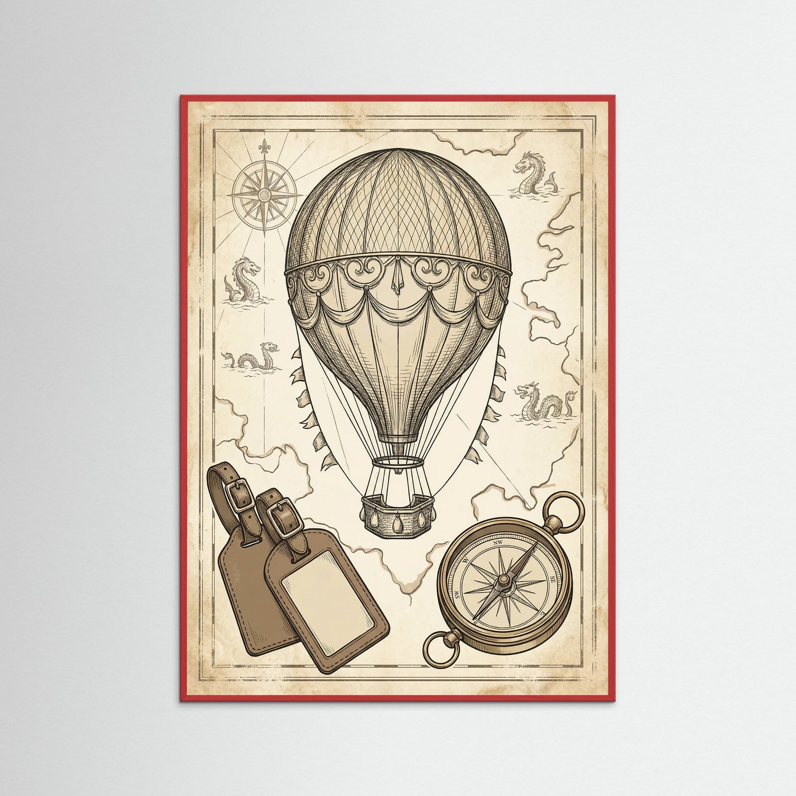 Red Wood Vintage Travel Elegance