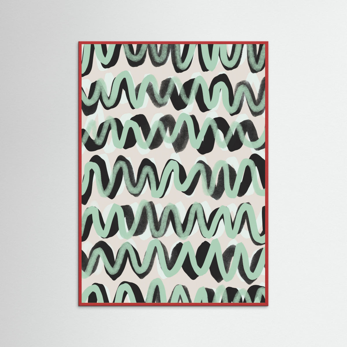 Red Wood Wave Motion Rhythm Poster