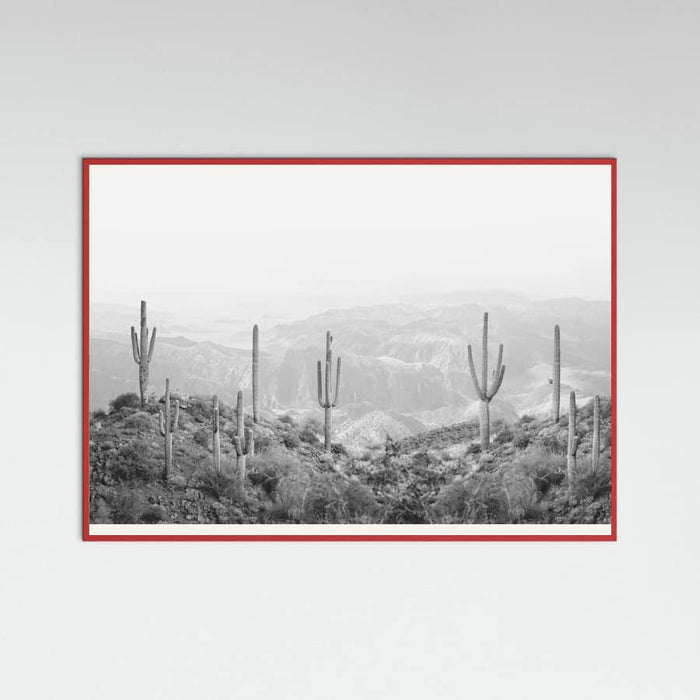 Red Wood Western Cactus Poster