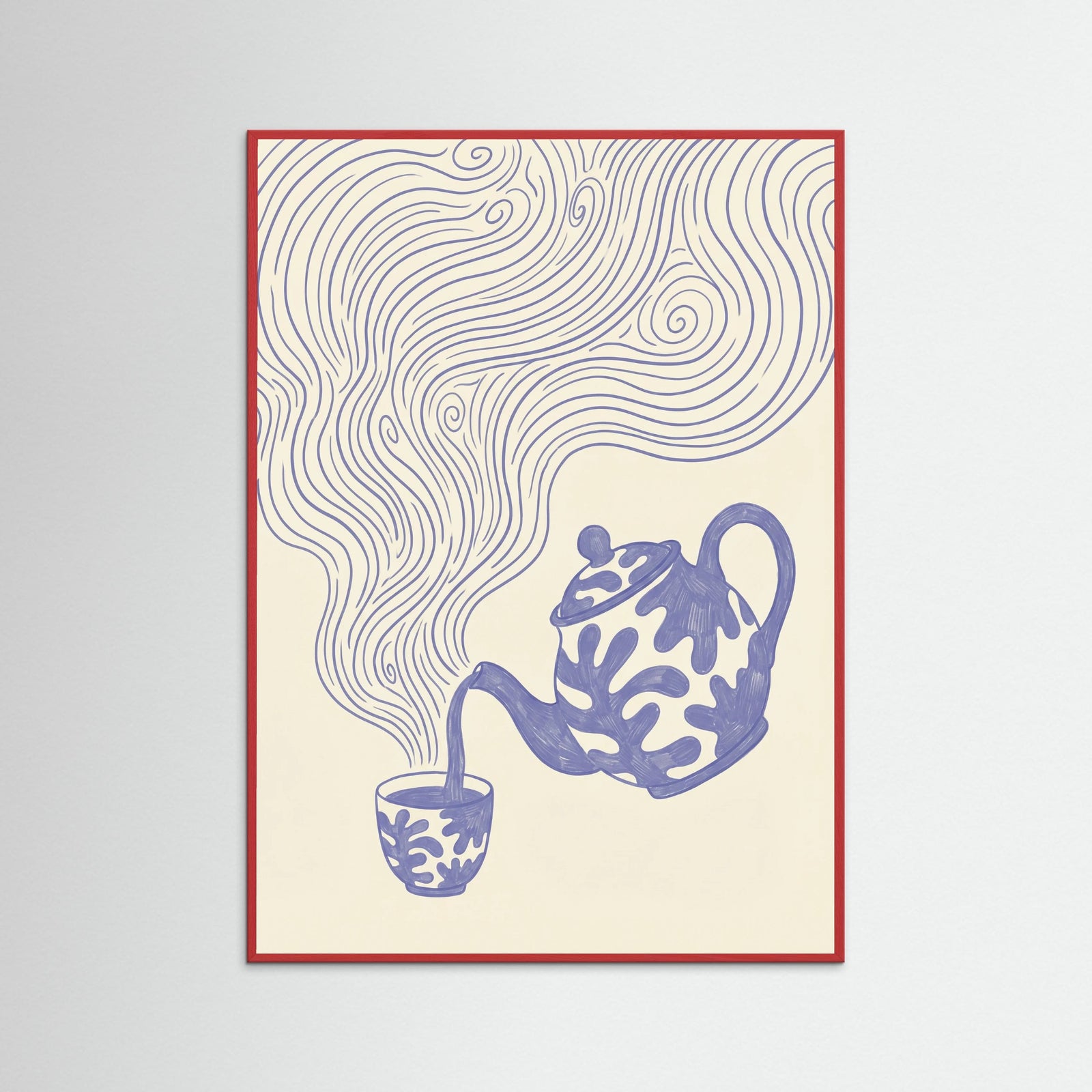 Red Wood Whimsical Coffee Swirls