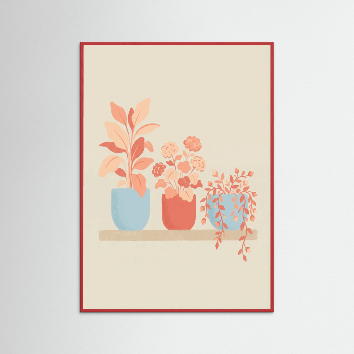 Red Wood Whimsical Floral Vase