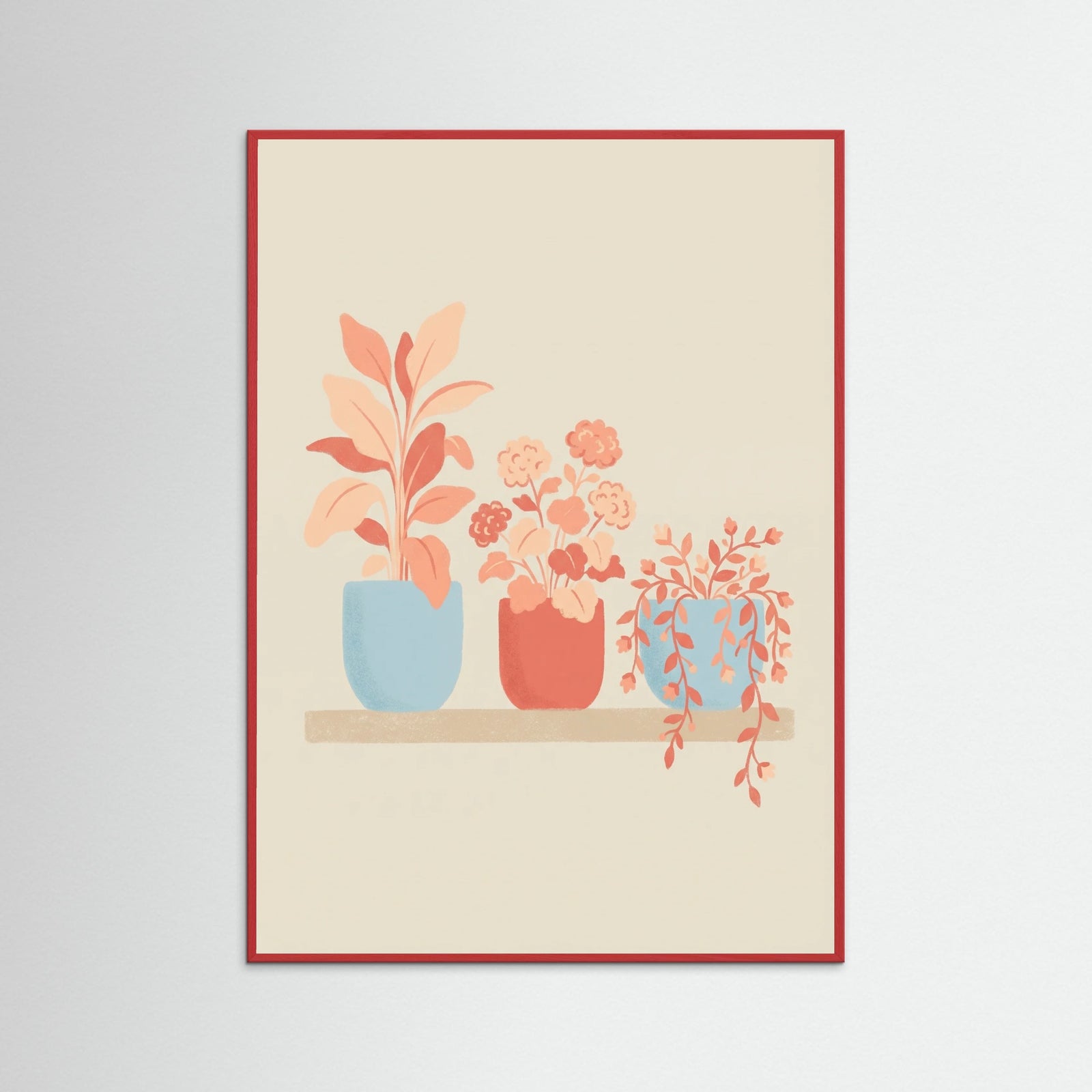 Red Wood Whimsical Floral Vase