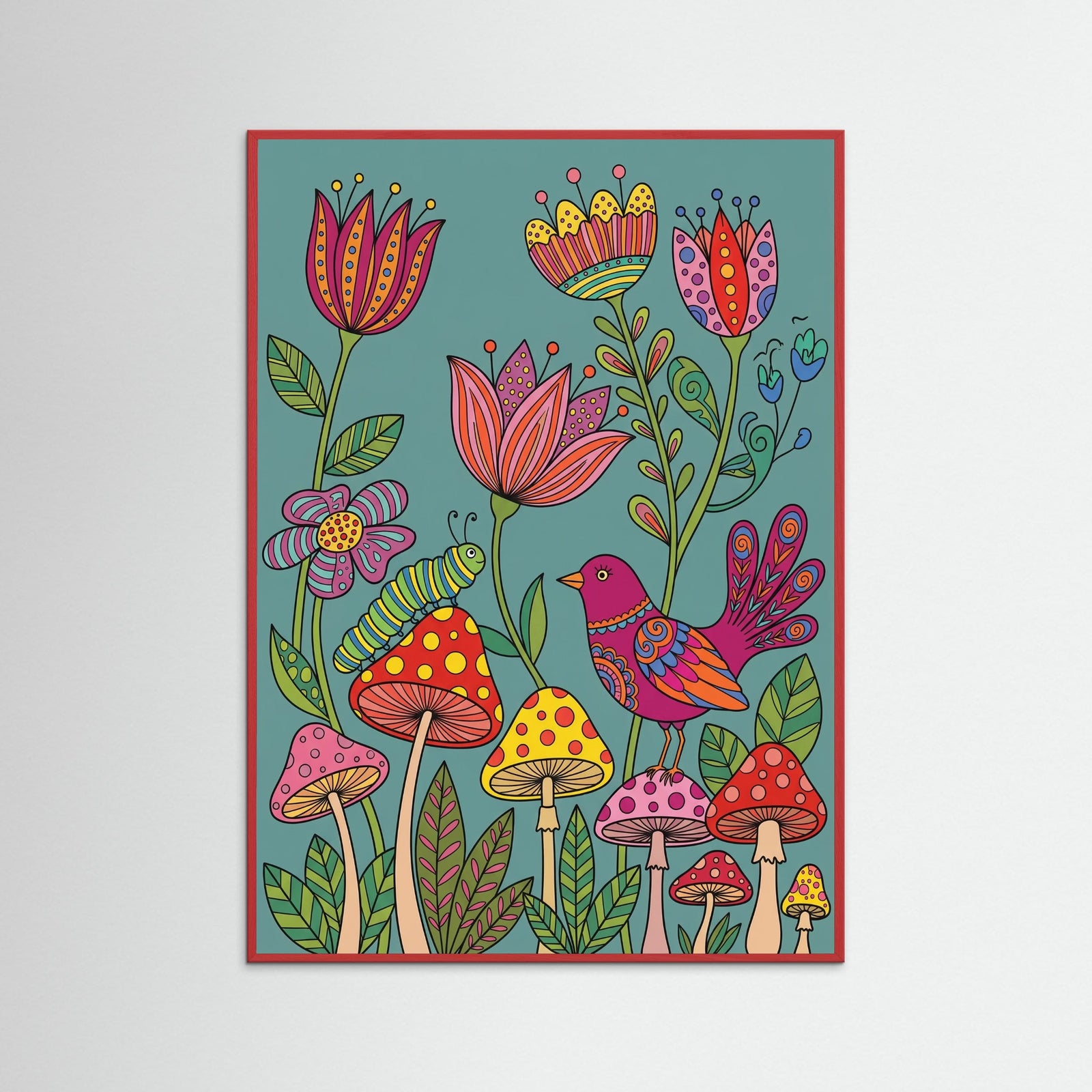 Red Wood Whimsical Floral Wisdom