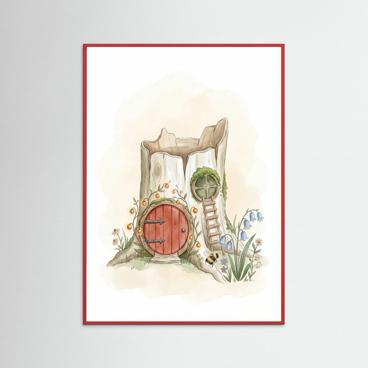 Red Wood Whimsical Mushroom Homes