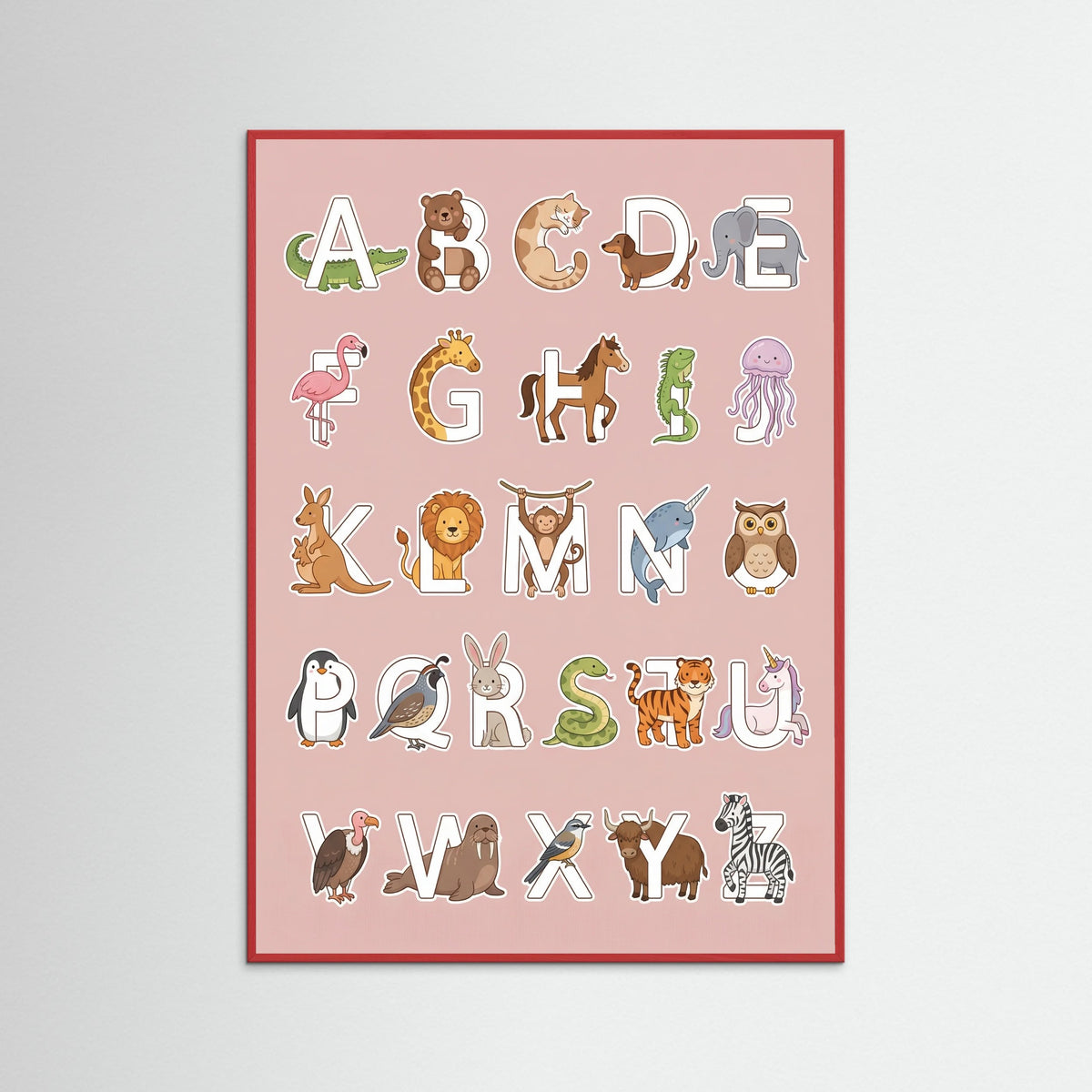 Red Wood Whimsical Number Animals