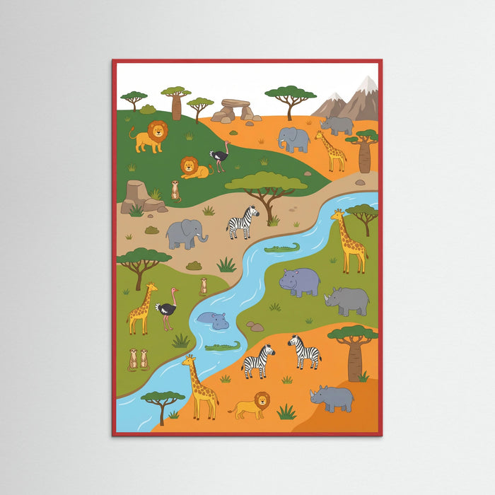 Red Wood Whimsical World Map