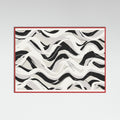 Red Wood White Black Waves Pattern Square Poster