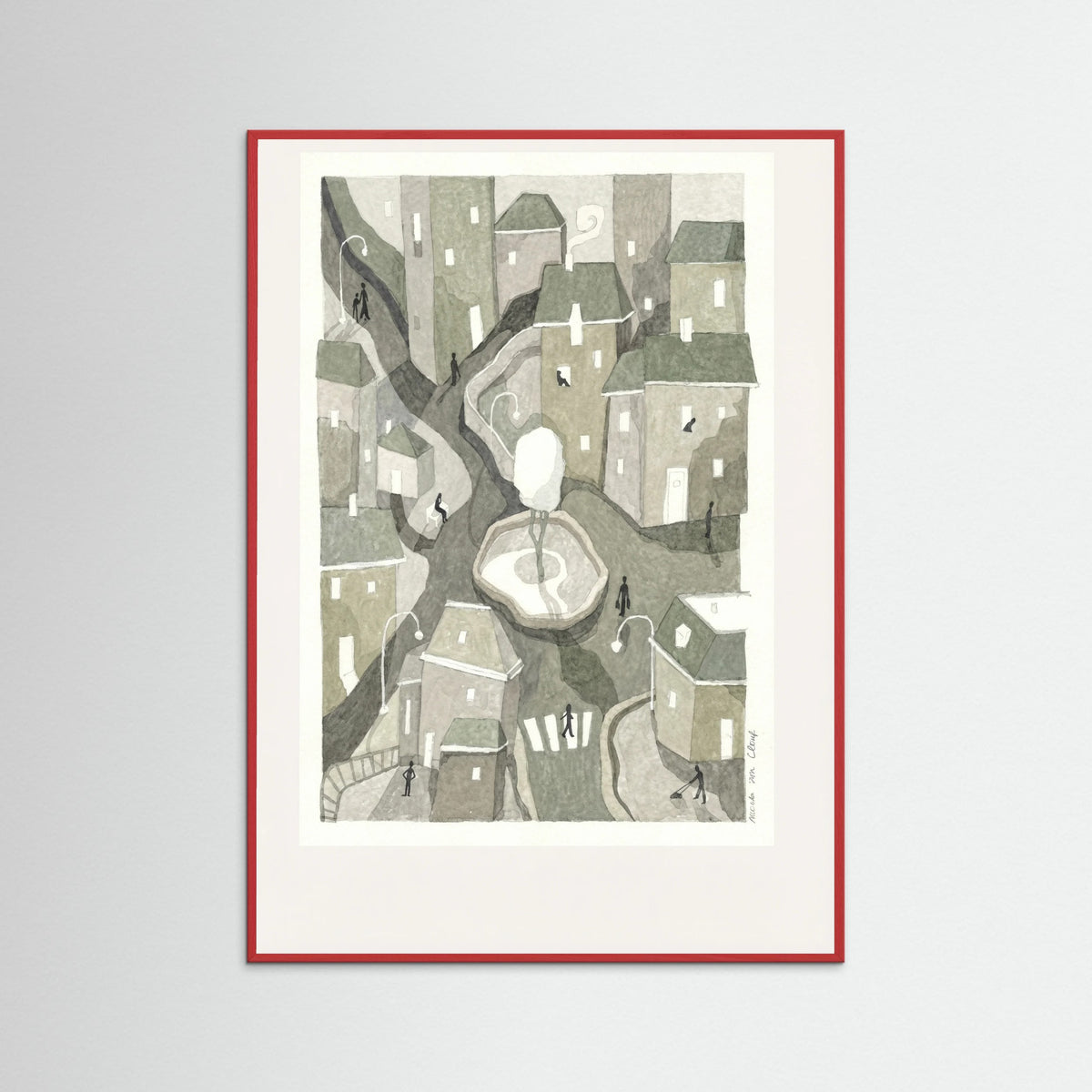 Red Wood Winding Cityscape