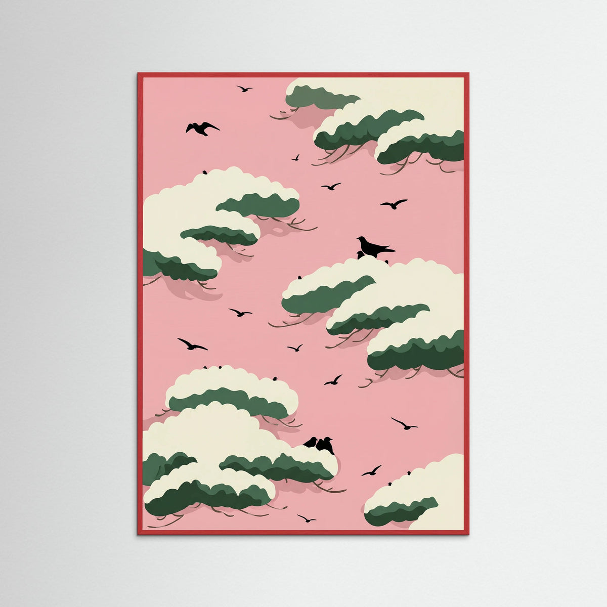 Red Wood Winter Cloud Serenity