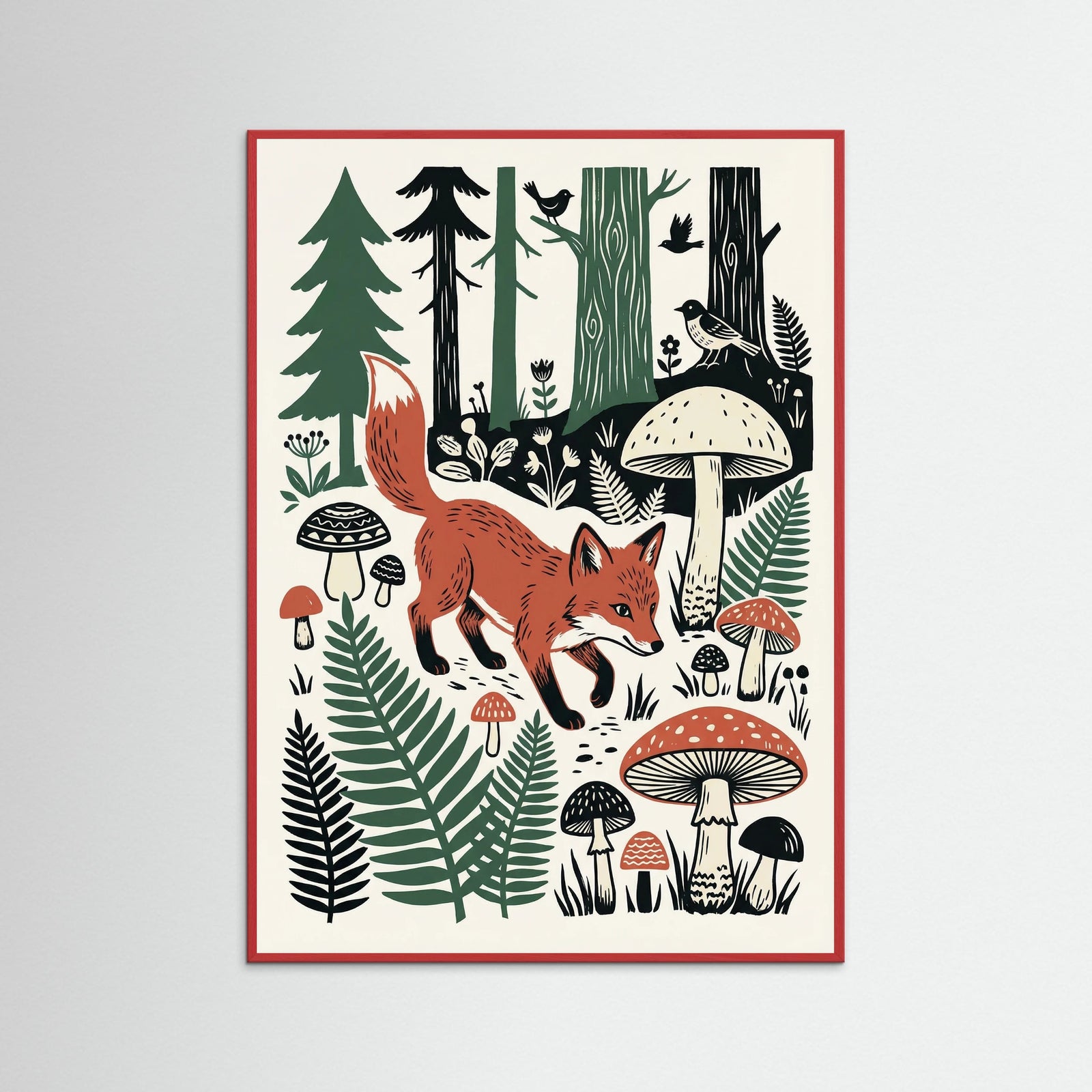 Red Wood Woodland Folk Art