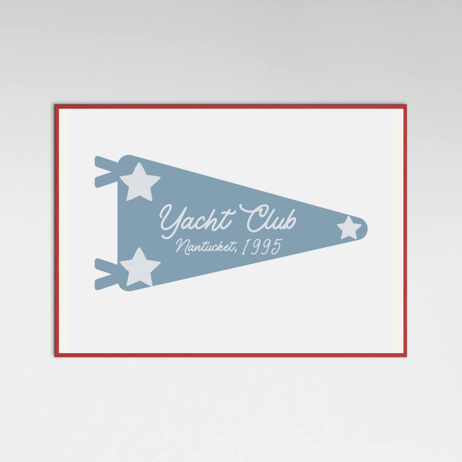 Yacht Club Blue Pennant Poster – plakat og kunsttryk