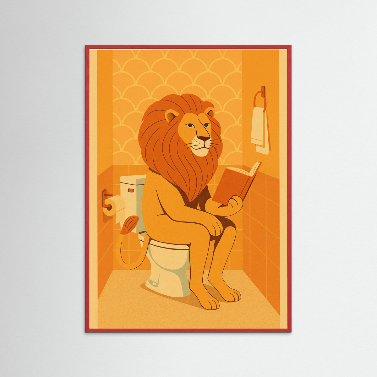 Red Wood lion in Bathroom