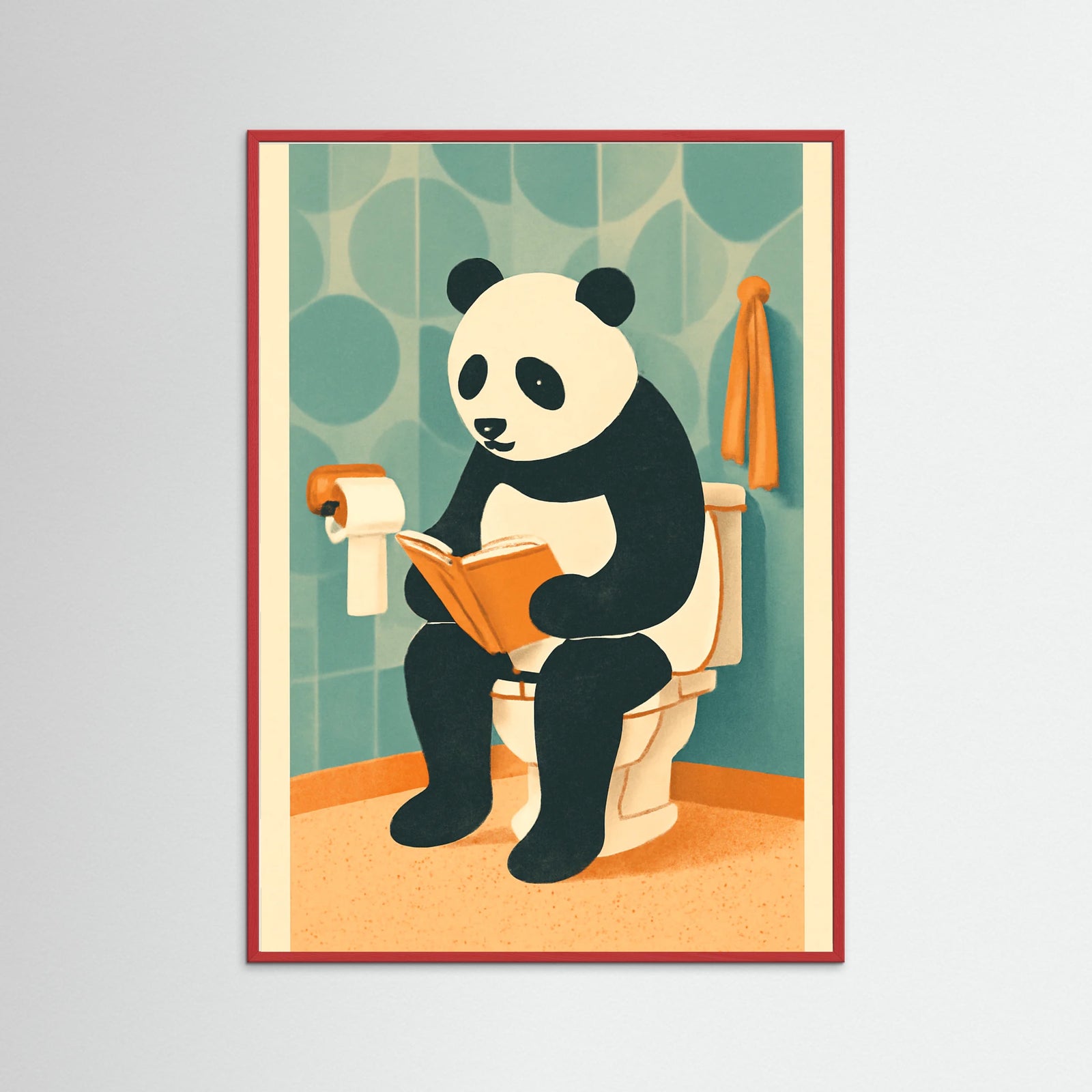 Red Wood panda On Toilet