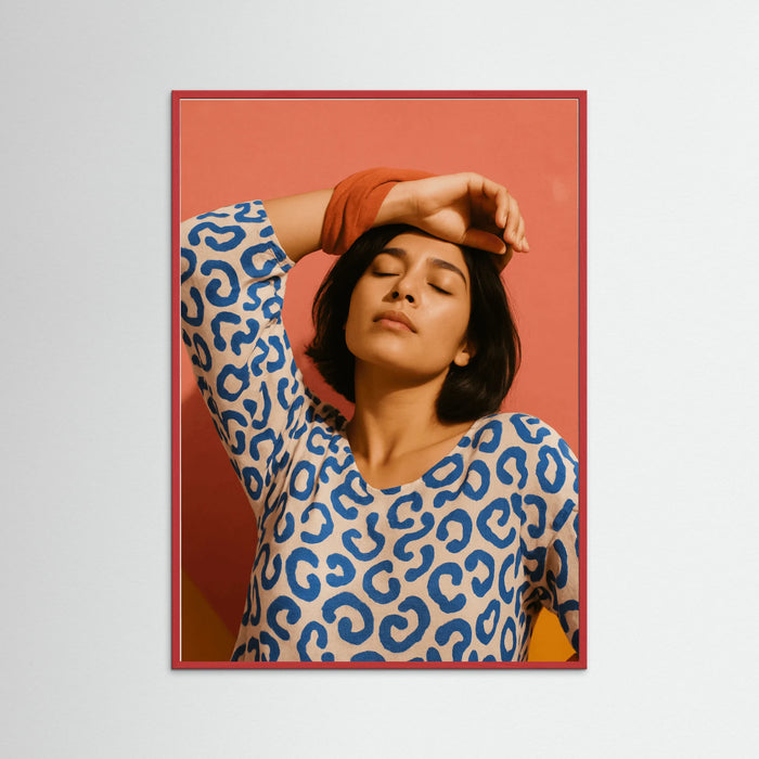 Red Wood photo Patterned Blouse
