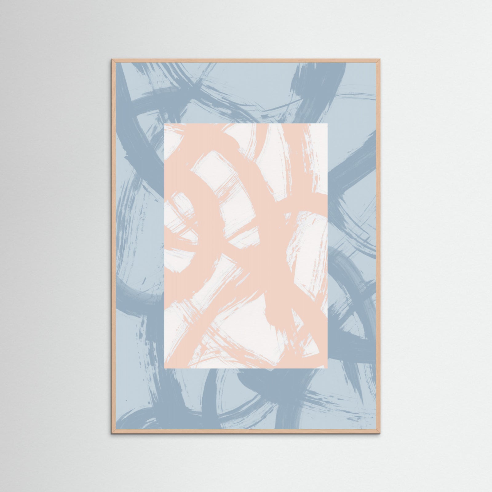 Rose Wood Abstract Brush Strokes 98A Poster