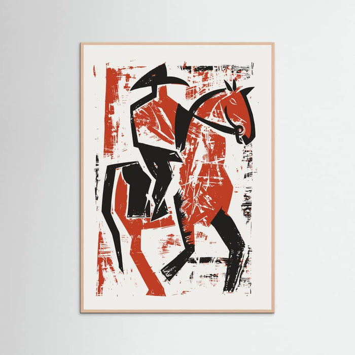 Rose Wood Abstract Horse Rider Poster