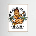 Rose Wood Beach Club Bar. Sailor Jerry Style Pin-up Girl Playing Guitar Poster