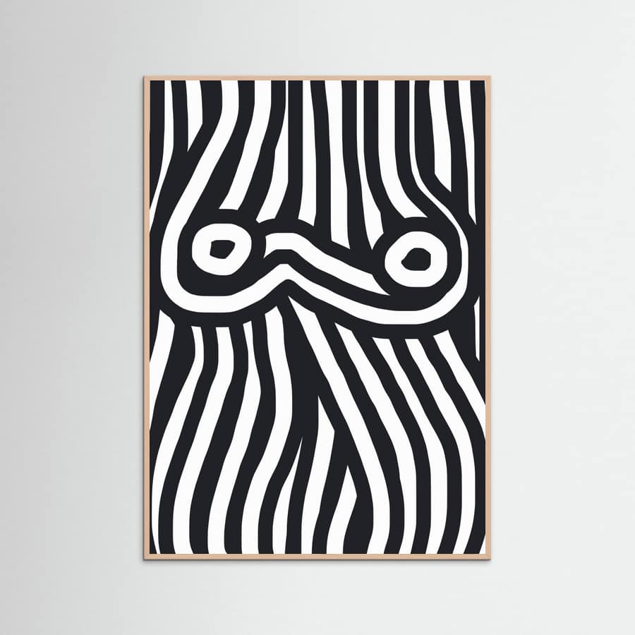 Plakat Black and White Striped Nude – plakat i druk artystyczny