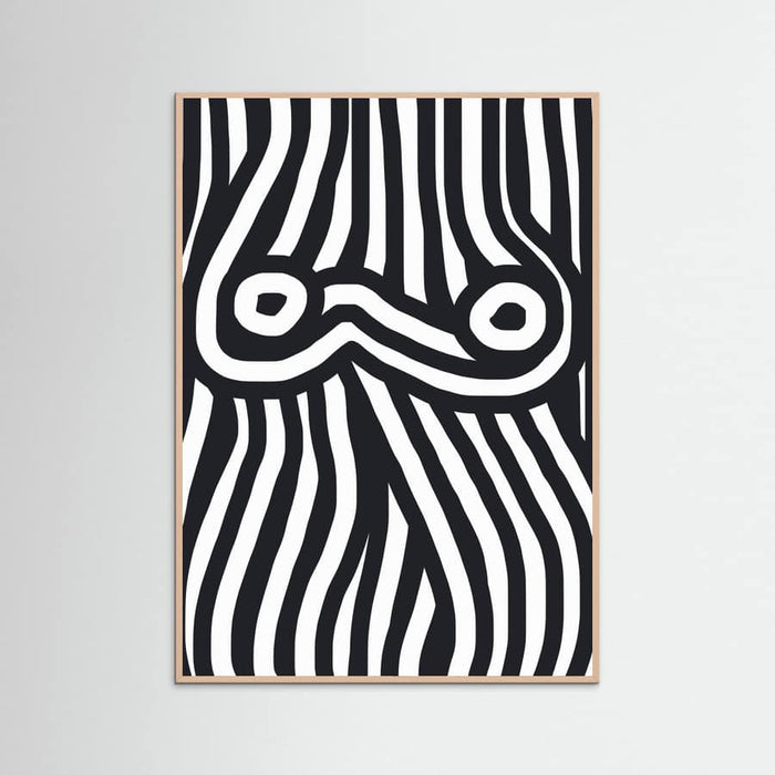 Plakat Black and White Striped Nude – plakat i druk artystyczny