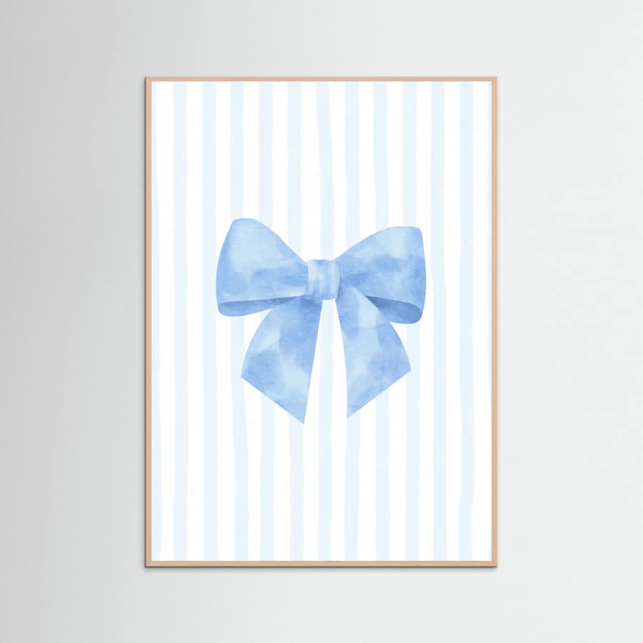 Póster Blue Bow On Stripes – póster e impresión artística