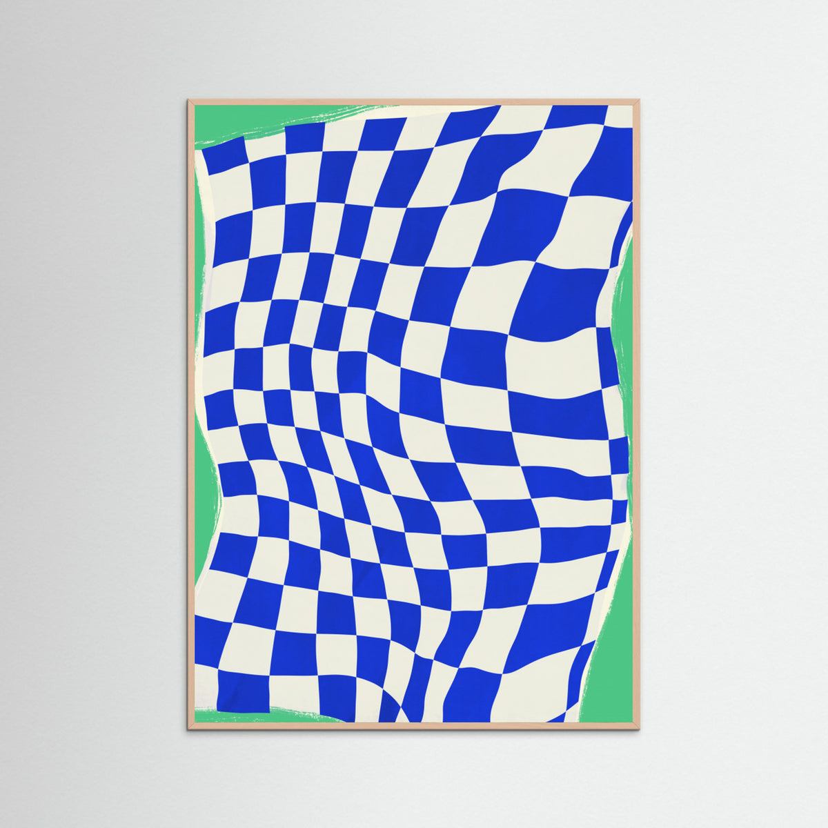 Rose Wood Blue Checker Cloth Poster