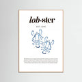 Póster Blue Lobster Poster | Minimalist Coastal Art with Seafood Illustration – póster e impresión artística