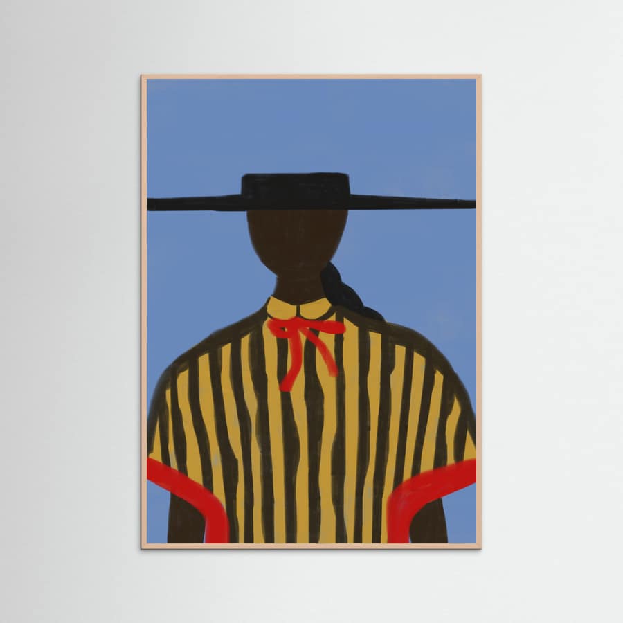 Rose Wood Bold Hat Woman and Stripes New Mexico Style Poster