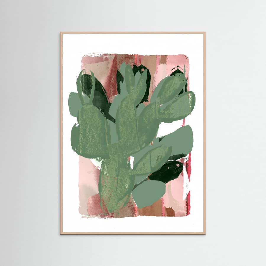Rose Wood Cactus Green Pink 3 Poster