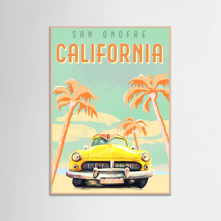 Rose Wood California Surf Poster