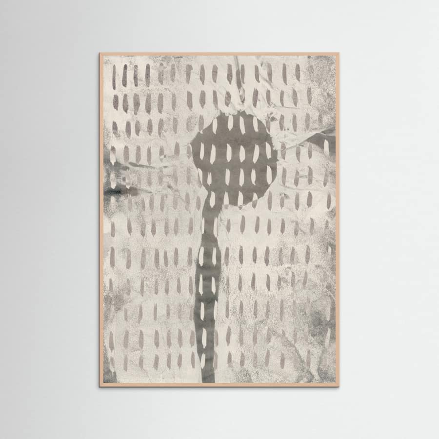 Rose Wood Contemporary Abstract In White and Grey Poster