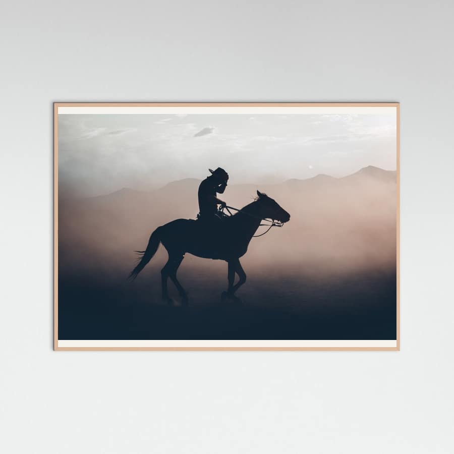 Rose Wood Cowboy Sunset Ride Poster