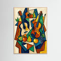Rose Wood Cubist Woman Portrait Blue