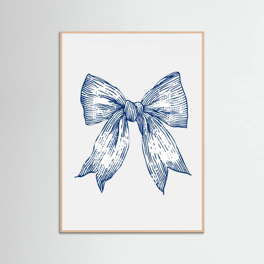 Affiche Dark Blue Coastal Striped Bow – affiche et impression d’art