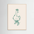 Rose Wood Duck wearing Western Boots in green Poster
